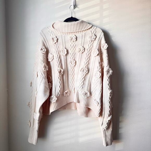 For Love & Lemons Martina Sweater | BNWT Cream Turtleneck | (Cropped Fit) - Picture 3 of 11